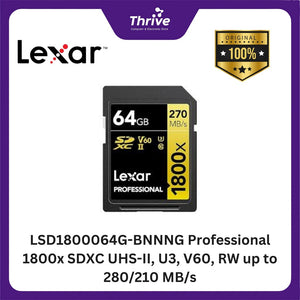 LSD1800064G-BNNNG Professional 1800x SDXC UHS-II, U3, V60, RW up to 280/210 MB/s