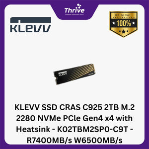 KLEVV SSD CRAS C925 2TB M.2 2280 NVMe PCle Gen4 x4 with Heatsink - K02TBM2SP0-C9T - R7400MB/s W6500MB/s