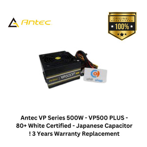 Antec VP Series 500W - VP500 PLUS - 80+ White Certified - Japanese Capacitor ! 3 Years Warranty Replacement