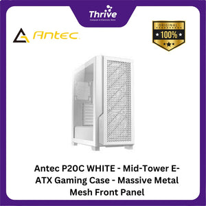 Antec P20C WHITE - Mid-Tower E-ATX Gaming Case - Massive Metal Mesh Front Panel - 4mm Tempered Glass Side Panel - Type-C 3.2 Gen 2 Ready - FREE 3PCS 120mm PWM White Fans