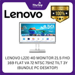 Load image into Gallery viewer, LENOVO L22E-40 MONITOR 21.5 FHD 169 FLAT VA 72 NTSC 75HZ TILT 3Y (BUNDLE PC DESKTOP)
