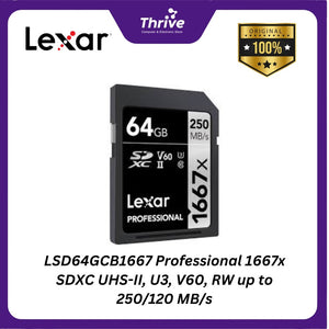 LSD64GCB1667 Professional 1667x SDXC UHS-II, U3, V60, RW up to 250/120 MB/s