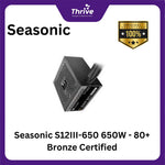 Load image into Gallery viewer, Seasonic S12III-650 650W - 80+ Bronze Certified - 5 Years - Retail Box (NO OEM)
