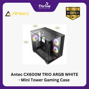 Antec CX600M TRIO ARGB WHITE - Mini Tower Gaming Case - Dual Chamber Design - 4mm Tempered Glass with Triple Transparent View - Type C Ready - Free 2Pcs 120mm ARGB Fans Reverse + 1Pcs