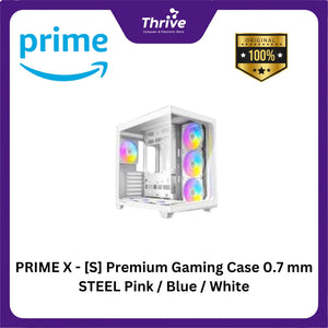 PRIME X - [S] Premium Gaming Case 0.7 mm STEEL Pink / Blue / White