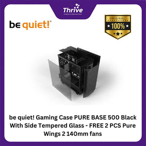 be quiet! Gaming Case PURE BASE 500 Black With Side Tempered Glass - FREE 2 PCS Pure Wings 2 140mm fans