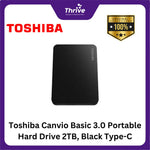 Load image into Gallery viewer, Toshiba Canvio Basic 3.0 Portable Hard Drive 2TB, Black Type-C