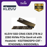 Load image into Gallery viewer, KLEVV SSD CRAS C925 2TB M.2 2280 NVMe PCle Gen4 x4 with Heatsink - K02TBM2SP0-C9T - R7400MB/s W6500MB/s
