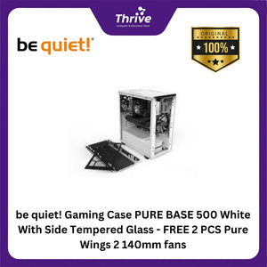 be quiet! Gaming Case PURE BASE 500 White With Side Tempered Glass - FREE 2 PCS Pure Wings 2 140mm fans