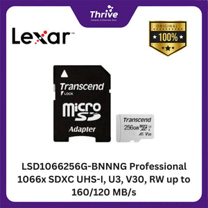 LSD1066256G-BNNNG Professional 1066x SDXC UHS-I, U3, V30, RW up to 160/120 MB/s.