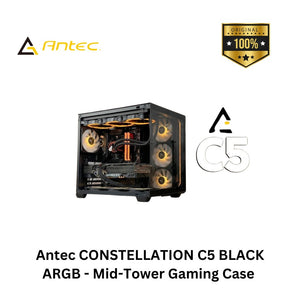 Antec CONSTELLATION C5 BLACK ARGB - Mid-Tower Gaming Case - Stylish Front Panel - Dual Chamber Design - 4mm Tempered Glass Side Panel - Type-C 3.2 Gen 2 Ready - Free 6Pcs 120mm PWM AR