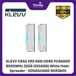 Load image into Gallery viewer, KLEVV CRAS XR5 RGB DDR5 PC64000 8000MHz 32GB (2X16GB) White Heat-Spreader - KD5AGUA80-80R380S