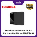 Load image into Gallery viewer, Toshiba Canvio Basic A5 3.0 Portable Hard Drive 2TB (Black)
