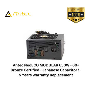 Antec NeoECO MODULAR 650W - 80+ Bronze Certified - Japanese Capacitor ! - 5 Years Warranty Replacement