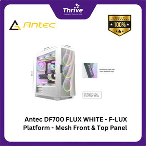 Antec DF700 FLUX WHITE - F-LUX Platform - Mesh Front & Top Panel - 4mm Tempered Glass Side Panel - FREE 3 PCS 12CM ARGB FANS + 2 PCS 12CM FAN