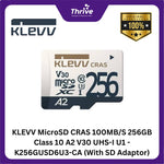 Load image into Gallery viewer, KLEVV MicroSD CRAS 100MB/S 256GB Class 10 A2 V30 UHS-I U1 - K256GUSD6U3-CA (With SD Adaptor)
