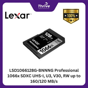 LSD1066128G-BNNNG Professional 1066x SDXC UHS-I, U3, V30, RW up to 160/120 MB/s.