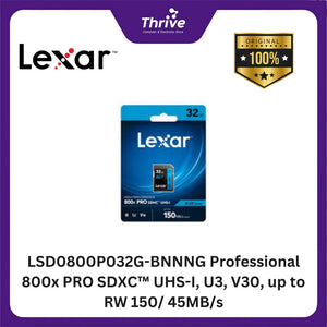 LSD0800P032G-BNNNG Professional 800x PRO SDXC™ UHS-I, U3, V30, up to RW 150/ 45MB/s.