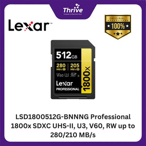 LSD1800512G-BNNNG Professional 1800x SDXC UHS-II, U3, V60, RW up to 280/210 MB/s