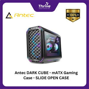 Antec DARK CUBE - mATX Gaming Case - SLIDE OPEN CASE - Type C 3.1 Ready - Tempered Glass Side Panel