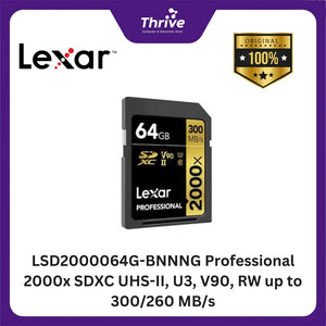 LSD2000064G-BNNNG Professional 2000x SDXC UHS-II, U3, V90, RW up to 300/260 MB/s