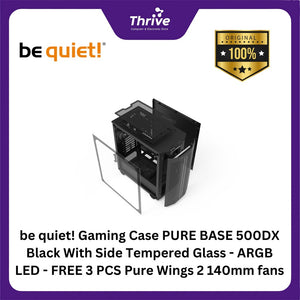 be quiet! Gaming Case PURE BASE 500DX Black With Side Tempered Glass - ARGB LED - FREE 3 PCS Pure Wings 2 140mm fans