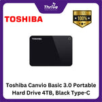 Load image into Gallery viewer, Toshiba Canvio Basic 3.0 Portable Hard Drive 4TB, Black Type-C