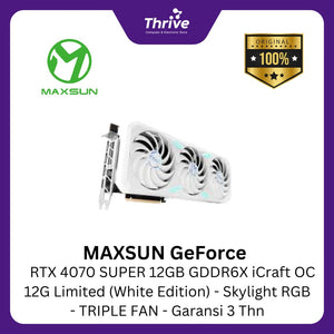 MAXSUN GeForce RTX 4070 SUPER 12GB GDDR6X iCraft OC 12G Limited (White Edition) - Skylight RGB - TRIPLE FAN - Garansi 3 Thn