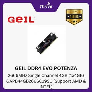 GEIL DDR4 EVO POTENZA 2666MHz Single Channel 4GB (1x4GB) GAPB44GB2666C19SC (Support AMD & INTEL)