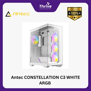 Antec CONSTELLATION C3 WHITE ARGB - Mid-Tower Gaming Case - Massive Airflow via Honeycomb Mesh - 4mm Tempered Glass Side Panel - Type-C 3.2 Gen 2 Ready - Free 3Pcs 120mm PWM ARGB F