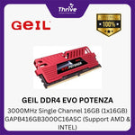 Load image into Gallery viewer, GEIL DDR4 EVO POTENZA 3000MHz Single Channel 16GB (1x16GB) GAPB416GB3000C16ASC (Support AMD &amp; INTEL)
