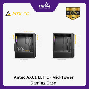 Antec AX61 ELITE - Mid-Tower Gaming Case - Stylish Mesh Front Panel - 4mm Tempered Glass Side Panel - FREE 3PCS 120mm ARGB Fans + 1PCS 120mm ARGB Fans