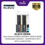 Load image into Gallery viewer, KLEVV DDR4 Value Series PC25600 3200MHZ 32GB (2x16GB) - KD4AGU880-32N220D - COMPATIBLE WITH INTEL &amp; AMD RYZEN