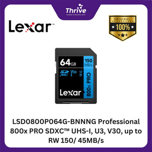 LSD0800P064G-BNNNG Professional 800x PRO SDXC™ UHS-I, U3, V30, up to RW 150/ 45MB/s.