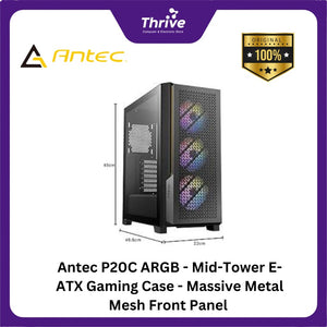 Antec P20C ARGB - Mid-Tower E-ATX Gaming Case - Massive Metal Mesh Front Panel - 4mm Tempered Glass Side Panel - Type-C 3.2 Gen 2 Ready - FREE 3PCS 120mm ARGB Fans