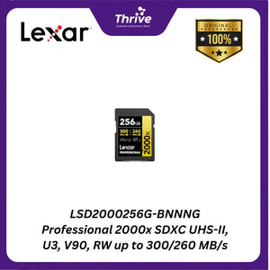 LSD2000256G-BNNNG Professional 2000x SDXC UHS-II, U3, V90, RW up to 300/260 MB/s.