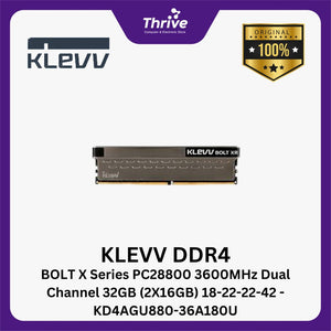 KLEVV DDR4 BOLT X Series PC28800 3600MHz Dual Channel 32GB (2X16GB) 18-22-22-42 - KD4AGU880-36A180U