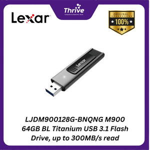 LJDM900128G-BNQNG M900 64GB BL Titanium USB 3.1 Flash Drive, up to 300MB/s read