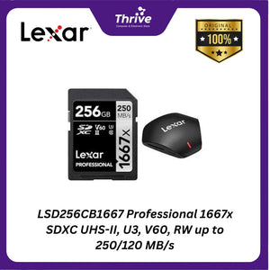 LSD256CB1667 Professional 1667x SDXC UHS-II, U3, V60, RW up to 250/120 MB/s.