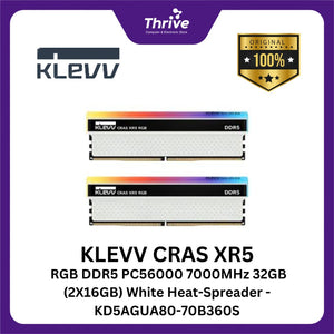 KLEVV CRAS XR5 RGB DDR5 PC56000 7000MHz 32GB (2X16GB) White Heat-Spreader - KD5AGUA80-70B360S