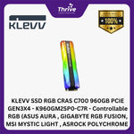 Load image into Gallery viewer, KLEVV SSD RGB CRAS C700 960GB PCIE GEN3X4 - K960GM2SP0-C7R - Controllable RGB (ASUS AURA , GIGABYTE RGB FUSION, MSI MYSTIC LIGHT , ASROCK POLYCHROME RGB, and RAZER Chroma)
