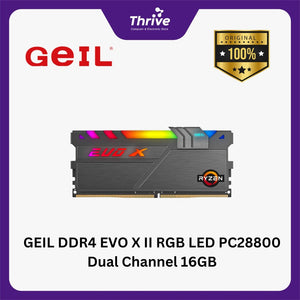 GEIL DDR4 EVO X II RGB LED PC28800 Dual Channel 16GB (2x8GB) GAEXSY416GB3600C18BDC - Gray Heat-Spreader (Support AMD & INTEL)
