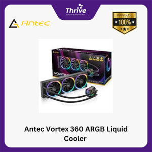 Antec Vortex 360 ARGB Liquid Cooler - Suspended Spiral Pump Head Design - 3x Fusion 120 PWM ARGB Fan