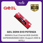 Load image into Gallery viewer, GEIL DDR4 EVO POTENZA 2666MHz Dual Channel 8GB (2x4GB) GAPB48GB2666C19DC (Support AMD &amp; INTEL)
