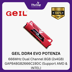 GEIL DDR4 EVO POTENZA 2666MHz Dual Channel 8GB (2x4GB) GAPB48GB2666C19DC (Support AMD & INTEL)