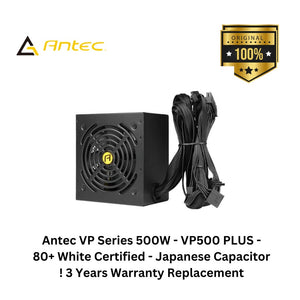 Antec VP Series 500W - VP500 PLUS - 80+ White Certified - Japanese Capacitor ! 3 Years Warranty Replacement