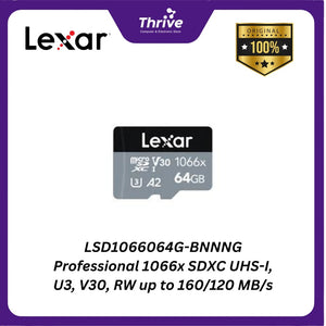 LSD1066064G-BNNNG Professional 1066x SDXC UHS-I, U3, V30, RW up to 160/120 MB/s