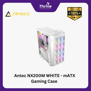 Antec NX200M WHITE - mATX Gaming Case - Left Side Glass Door - FREE 1 PCS 12CM FAN