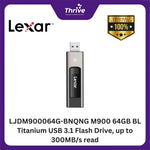 Load image into Gallery viewer, LJDM900064G-BNQNG M900 64GB BL Titanium USB 3.1 Flash Drive, up to 300MB/s read.
