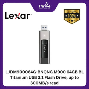 LJDM900064G-BNQNG M900 64GB BL Titanium USB 3.1 Flash Drive, up to 300MB/s read.